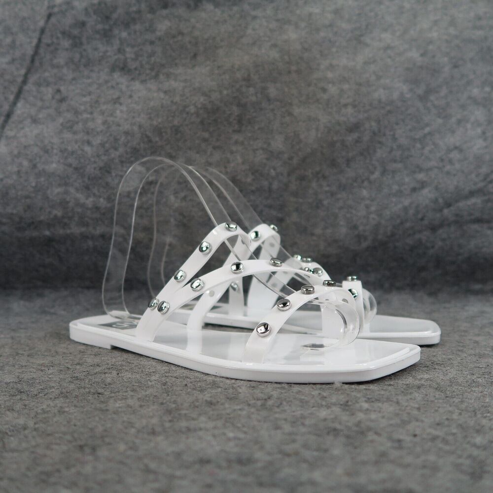 Dolce Vita Shoes Womens 6 Sandals Jelly Slides Casual Stud Flats White Shelly